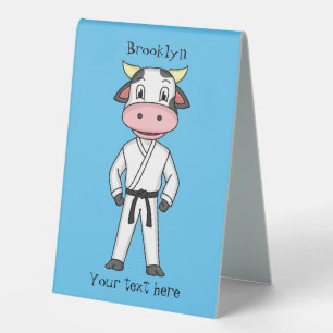 Plaque De Table Vache mignonne en combinaison kung fu