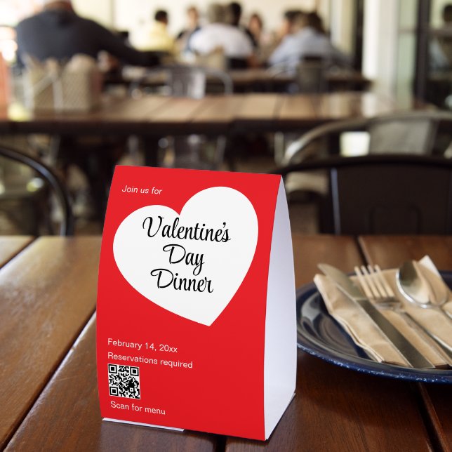 Plaque De Table Valentine's Day Dinner Heart Red White Restaurant (Insitu (restaurant))
