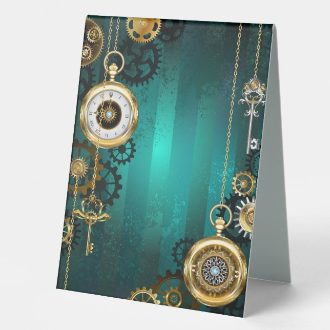 Plaque De Table Veille bijoux Steampunk sur un Arrière - plan vert (Recto)