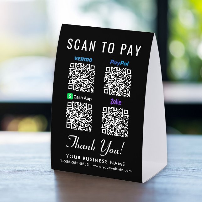 Plaque De Table Venmo CashApp PayPal Zelle Codes QR Scan Pour Paye (Créateur téléchargé)