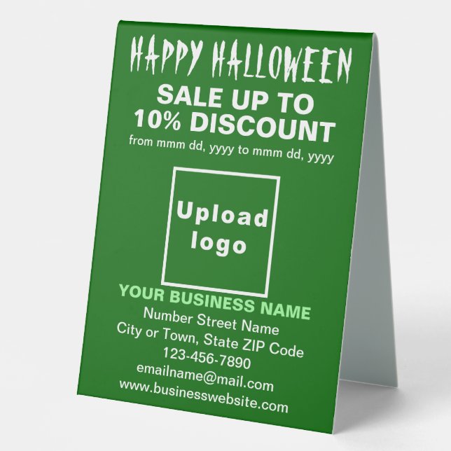 Plaque De Table Vente d'Halloween d'affaires sur panneau vert (Recto)