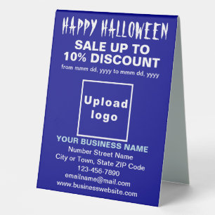 Plaque De Table Vente d'Halloween d'affaires sur une table bleue