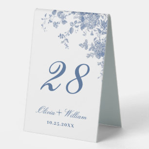 Plaque De Table Victorian Dusty Blue French Garden Floral Mariage