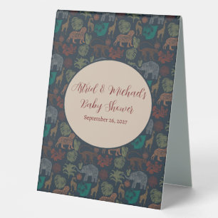 Plaque De Table Vintage Jungle Safari bébé garçon douche