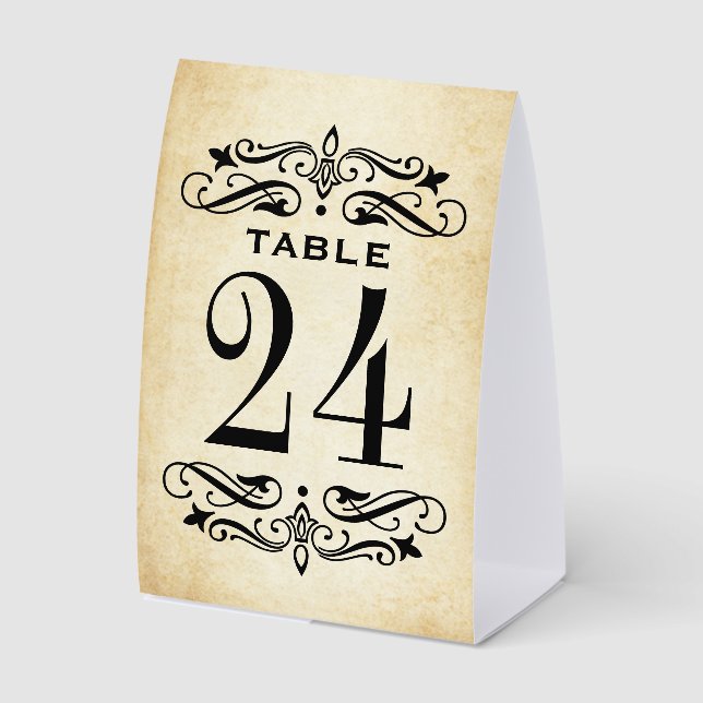 Plaque De Table Vintage Rustic Black Flourish Mariage (Recto)