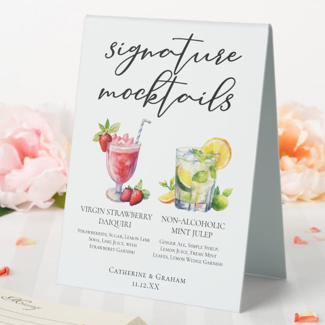 Plaque De Table Virgin Strawberry Daiquiri Mint Julep Mocktails (In SItu (Mariage))