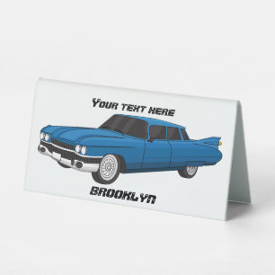 Plaque De Table Voiture classique bleu cool 1959 