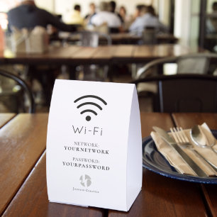 Plaque De Table Votre logo minimaliste Café Wi-Fi blanc