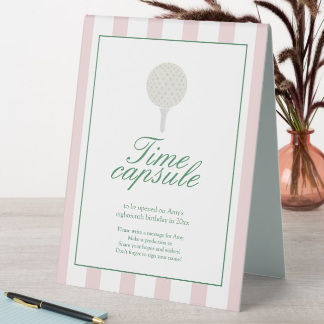 Plaque De Table Voyage de temps de golf rose (En SItu (Tableau))