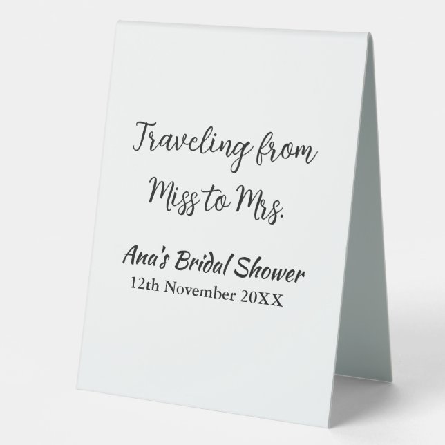 Plaque De Table Voyager douche nuptiale ajouter nom date de manque (Recto)