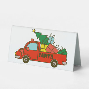 Plaque De Table Vue latérale du camion père Noël Joyeux Noël