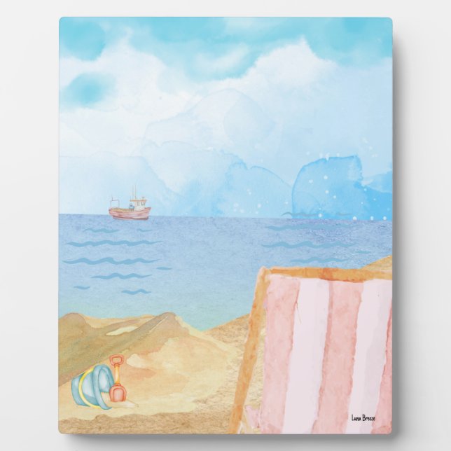 Plaque de table Watercolor Beach avec Easel (Devant)