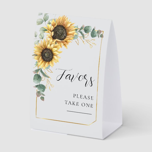 Plaque De Table Watercolor Floral Sunflower Eucalyptus Wedding (Recto)