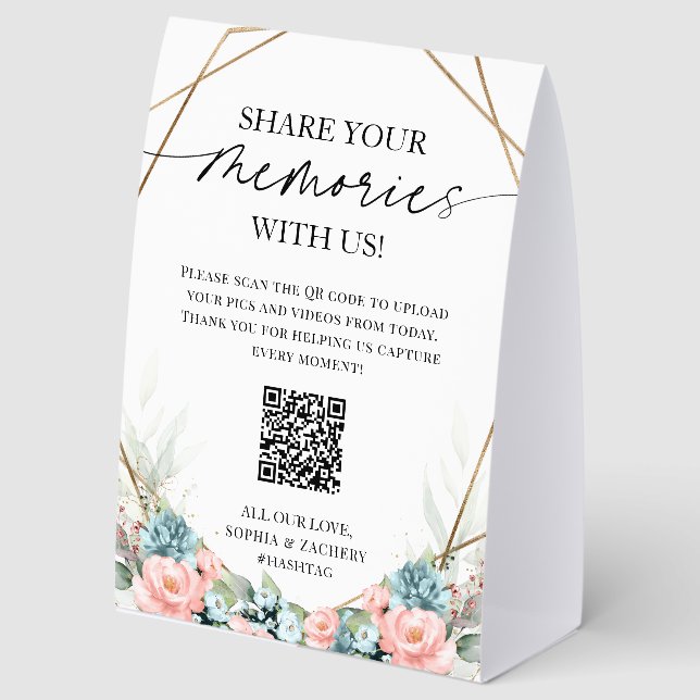 Plaque De Table Wedding QR Code Share Your Memories Photo Upload (Recto)
