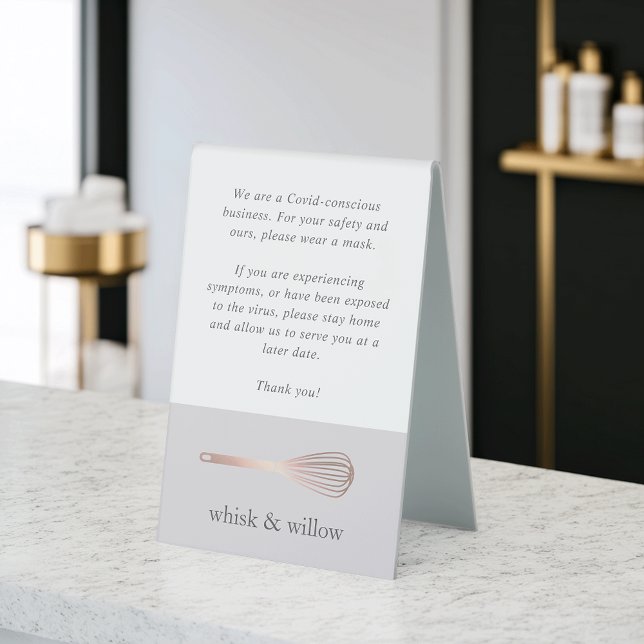 Plaque De Table Whisk d'or rose | Boulangerie - Sécurité des alime (Créateur téléchargé)