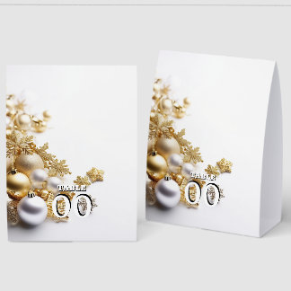 Plaque De Table White Christmas Tree Seating Chart – Gold & Silver