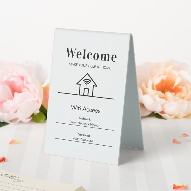 Plaque De Table White Simple Welcome Home Wifi Metal (In SItu (Mariage))
