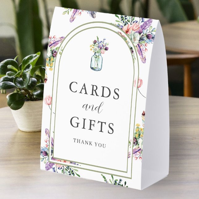 Plaque De Table Wildflower Mason Jar Wedding Cards and Gifts Sign (Créateur téléchargé)