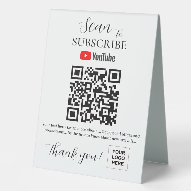 Plaque De Table YouTube Abonnez-vous au code QR Signal numérique (Recto)