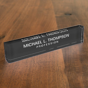 Plaque d'identification bureau noir professionnel