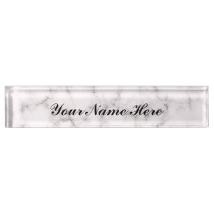 Plaque d'identification de bureau de marbre blanc