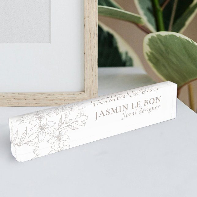 Plaque d'identification de bureau floral minimalis (Créateur téléchargé)