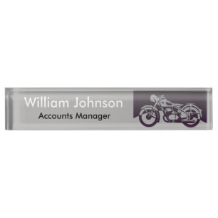 Plaque d'identification de bureau vintage de moto