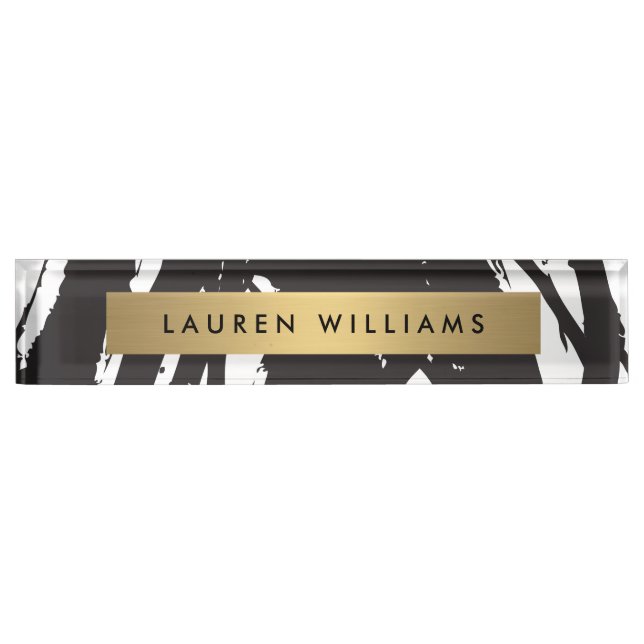 Plaque d'identification du bureau Abstraite en noi (Devant)