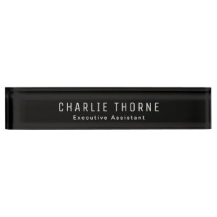 Plaque d'identification du bureau noir solide avec