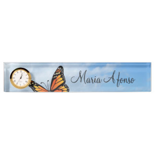 Plaque d'identification du bureau papillon