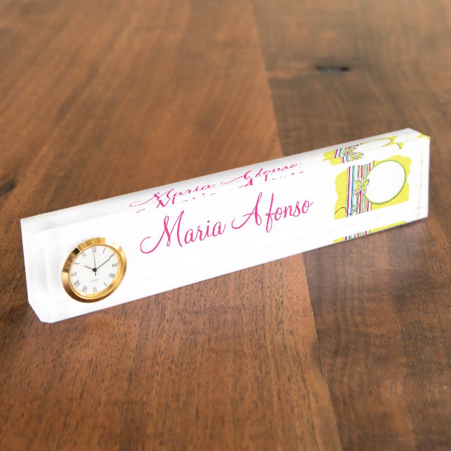 Plaque d'identification Papillon blanc rose bureau (Taille)