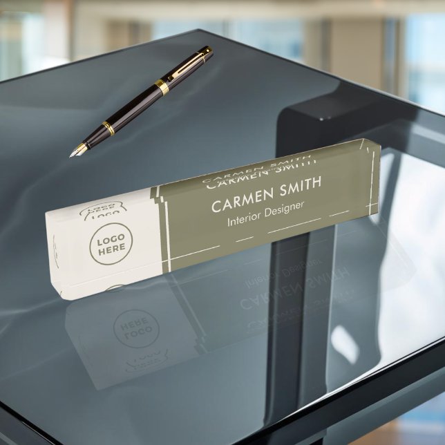 Plaque d'identification verte bureau en acrylique  (Créateur téléchargé)