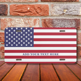 Plaque D'immatriculation American Flag Ajouter votre texte personnalisé
