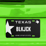 Plaque D'immatriculation Black Jack Texas<br><div class="desc">Black Jack Gambling au Texas - The Lone Star State. Customisez et personnalisez cette amusante plaque d'immatriculation Lone Star noir et blanc.</div>