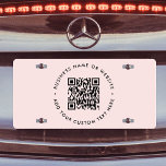 Plaque D'immatriculation Code QR | Entreprise moderne Blush rond rose<br><div class="desc">Un simple modèle de plaque d'immatriculation de code QR rose pâle et personnalisé dans un style moderne et minimaliste qui peut être facilement mis à jour avec votre code QR,  nom commercial ou site Web et texte personnalisé,  par exemple,  scannez-moi vers...  #QRcode #prenseplate #business</div>