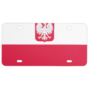 Plaque D'immatriculation Drapeau de la Pologne (avec armoiries)