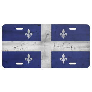 Plaque D'immatriculation Drapeau du Québec style grunge érodé
