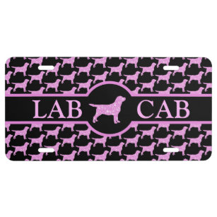 Plaque D'immatriculation Lab Cab - Parties scintillant de Labrador rose - L