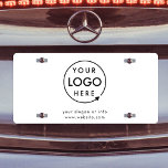 Plaque D'immatriculation Logo d'entreprise | Minimaliste blanc pur simple<br><div class="desc">Un simple modèle de plaque d'immatriculation de voiture d'affaires blanc sur mesure dans un style minimaliste moderne qui peut être facilement mis à jour avec le logo de votre entreprise et les détails de votre entreprise.</div>