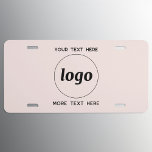 Plaque D'immatriculation Logo Simple Avec Texte Business Blush Pink<br><div class="desc">Ajoutez votre propre logo et le choix du texte à cette conception,  et modifiez la couleur arrière - plan dans l'outil de conception. Supprimez le texte supérieur ou inférieur si vous préférez. Minimaliste et professionnel.</div>