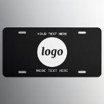 Plaque D'immatriculation Logo Simple Avec Texte Professionnel Noir<br><div class="desc">Ajoutez votre propre logo et le choix du texte à cette conception,  et modifiez la couleur arrière - plan dans l'outil de conception. Supprimez le texte supérieur ou inférieur si vous préférez. Minimaliste et professionnel.</div>