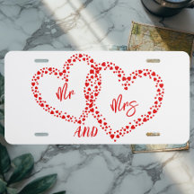 Mr and Mrs Modern Fleeting Hearts Red Decorative