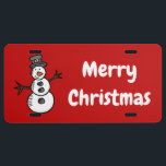 Plaque D'immatriculation Snowman<br><div class="desc">Illustration pour Noël avec décoration de bonhomme de neige mignonne et souriante et design de texte de Noël joyeux. Il est possible de changer la couleur arrière - plan et d'en ajouter une autre dans le design avec votre choix.</div>