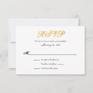 Plaque d'or blanc simple Mariage Cartes RSVP