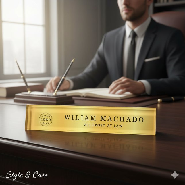 Plaque d'or métallique personnalisée pour avocats (Custom Metallic Gold Name Plate for Lawyers)