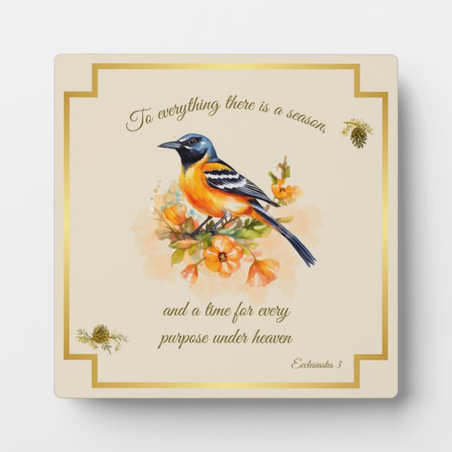 Plaque d'oriole de Songbird Ecclesiastes 3 (Devant)
