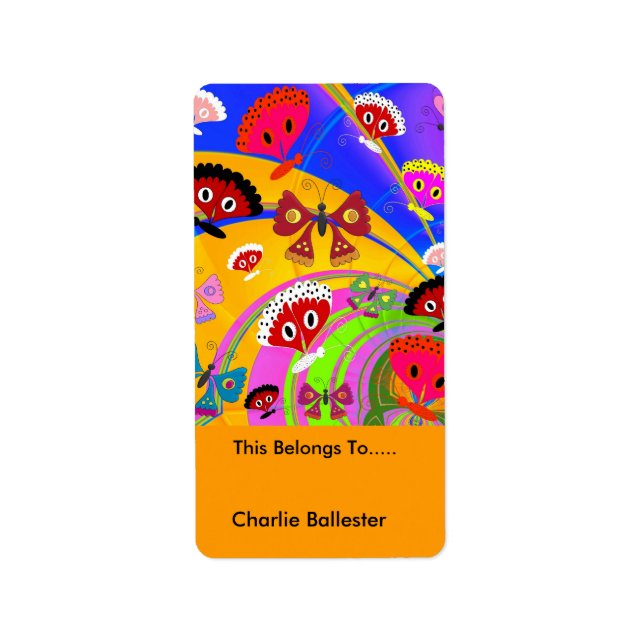 Plaque Étiquette Stickers Enfants Papillons (Devant)