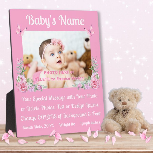 Plaque Faire-part de naissance personnalisée, phot (Baby Announcement for Grandparents. Gifts for New Parents. Nursery picture ideas. Baby keepsake gift)