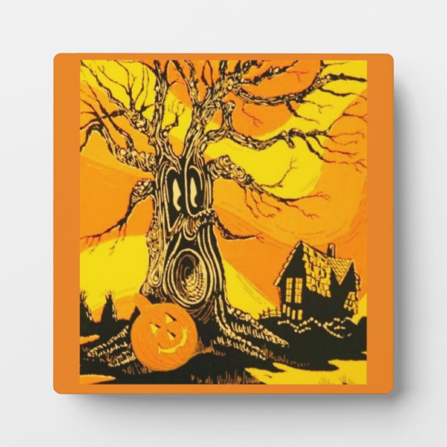 Plaque hantée d'Halloween avec l'Easel (Devant)