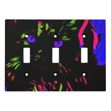 Chat noir néon avec yeux brillants